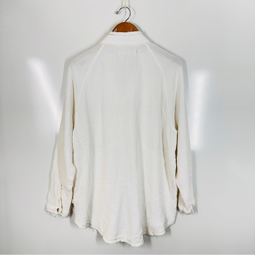 Free People We The Free Summer Daydream Buttondown Gauze XS Ivory Boho Casual - Picture 3 of 12
